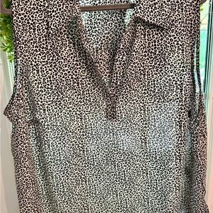 Michael Kors Cream and Black Leopard Print Sleeveless Camisole
